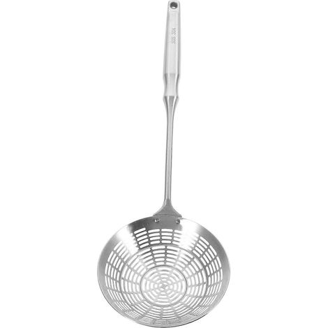 Praktischer Frittierlöffel Aus Edelstahl Mit Ölfilter. – 42 X 14 X 1,8 Cm – Silber