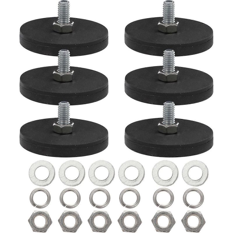 Set Mit 6 Gummierten M6-magneten, Robuste Magnetische Montagehalterung – 4,30 X 4,30 X 2,20 Cm – Schwarz