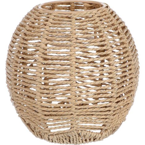 Retro-lampenschirm Aus Handgeflochtenem Rattan Für Innenlampen – 15 X 15 Cm – Khaki