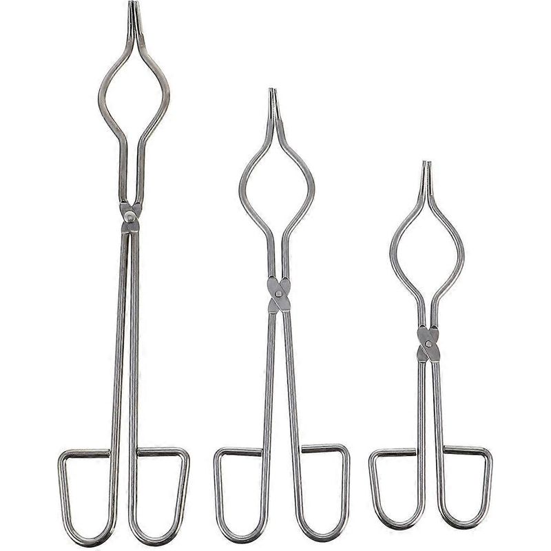 Set Mit 3 Laborflaschenklemmen, Tiegelklemmen, Hochtemperatur-keramikklemmen – 30,30 X 7,00 X 1,50 Cm – Silber