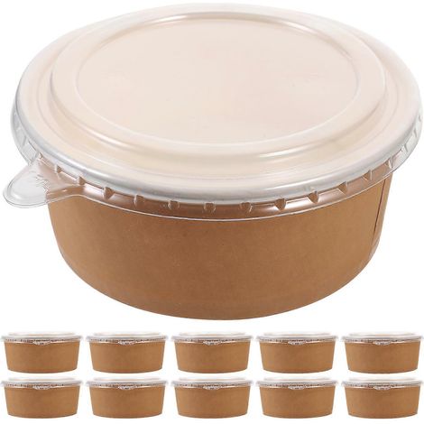 20 Einweg-schalen Aus Kraftpapier Für Obstsalat, Als Lebensmittelbehälter Oder Gastgeschenke (770 Ml, Mit Deckel) – 15,00 X 15,00 X 5,50 Cm