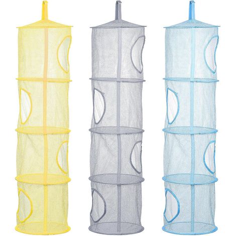Set Mit 3 Hängeaufbewahrungsnetzen Für Spielzeug, Kleidung, Unterwäsche Und Kuscheltiere. – 30,00 X 30,00 X 2,50 Cm