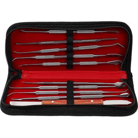 Wachsmodellier-set Aus Edelstahl, Wachsspatel, Wachsmodellierwerkzeug-set Für Zahnärztliche Zwecke (schwarze Tasche) – 20 X 8,5 Cm – Schwarz
