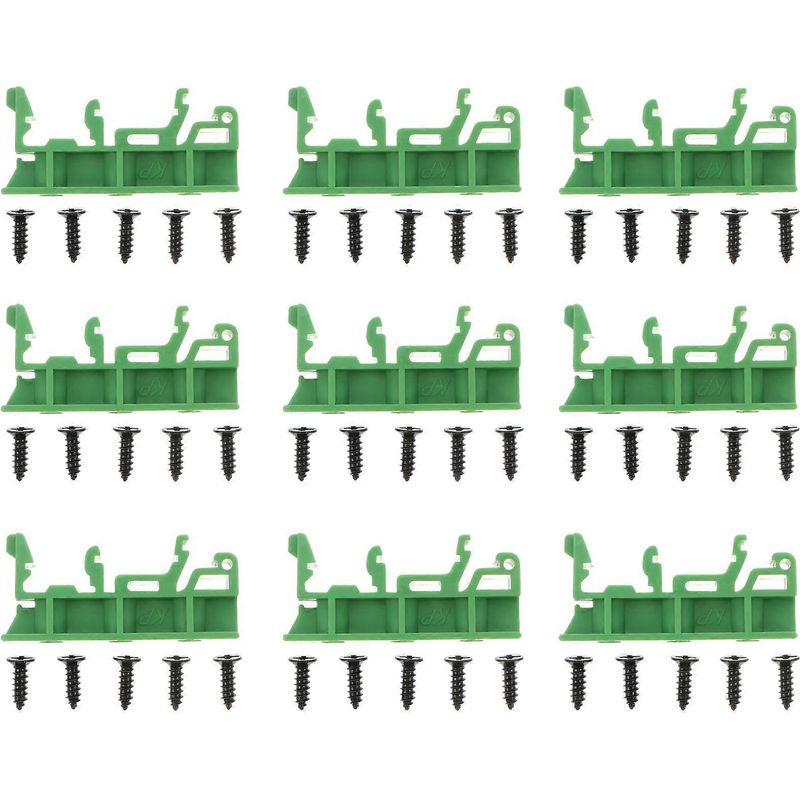 Packung Mit 10 Din-schienen-montageadaptern Für Leiterplatten, Geeignet Für Elektrische Heimwerkerprojekte. – 4,4 X 2 X 1 Cm – Grün