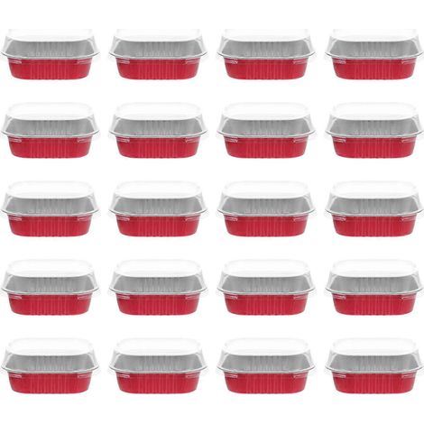 20-teiliges Multifunktionales Puddingform-set Für Den Hausgebrauch, Praktische Cupcake-behälter Für Desserts – 11,2 X 11,2 Cm – Rot
