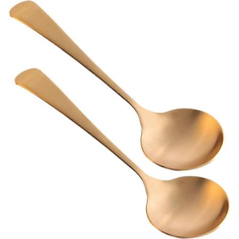 Set Aus 2 Dekorativen Porridge-löffeln Aus Messing, Geschirr Für Zuhause – 16,4 X 4,5 X 1 Cm