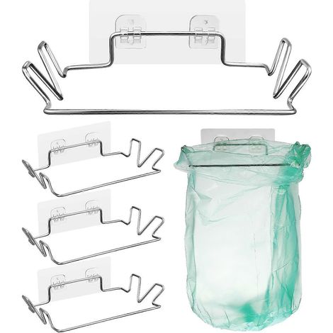 Set Mit 4 Müllbeutelhaltern Aus Edelstahl Mit Aufklebern Für Küche Und Bad