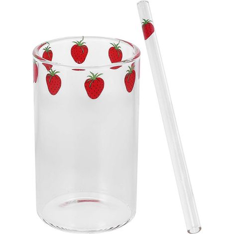 Hitzebeständiger Erdbeerbecher, Milchbecher Mit Strohhalm, Schülerglas – 11 X 6,5 Cm – Verschiedene Farben