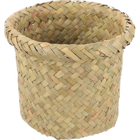 Multifunktionaler Abfalleimer Für Den Täglichen Gebrauch, Abfalleimer Aus Gewebtem Seegras, Bürobedarf – 15,00 X 15,00 X 12,00 Cm