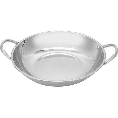 Wok Mit Zwei Griffen, Edelstahlpfanne, Küchenwok – 23,00 X 22,00 X 5,00 Cm – Silber