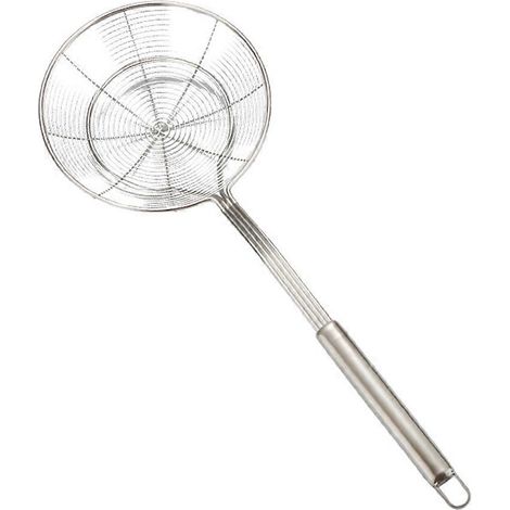 Frittierölsieb Aus Edelstahl (14 Cm Durchmesser) – Nudelsieblöffel – Ideales Küchenutensil Für Zuhause Und Gastronomie (pommes Frites, Chips Etc.) – 39,00 X 13,50 X 5,00 Cm