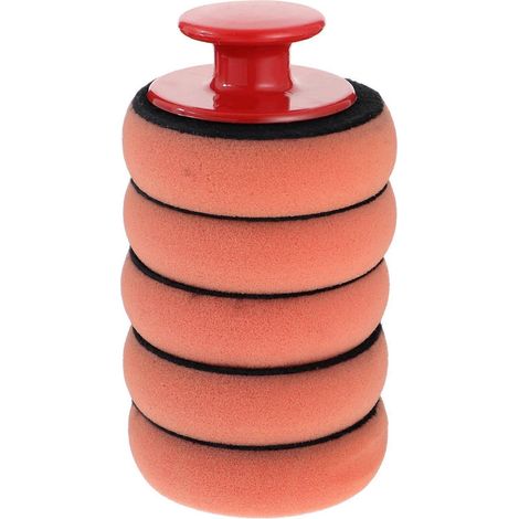 Set Mit 5 Autowachsapplikatoren, Schwammpads Mit Griffen. – 15 X 12 X 12 Cm – Orange