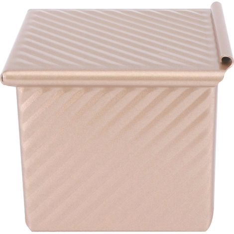 Antihaftbeschichtete, Gewellte Brotbackform Aus Aluminiumlegierung (1 Stück) Mit Deckel (champagner). – 10 X 10 X 10 Cm