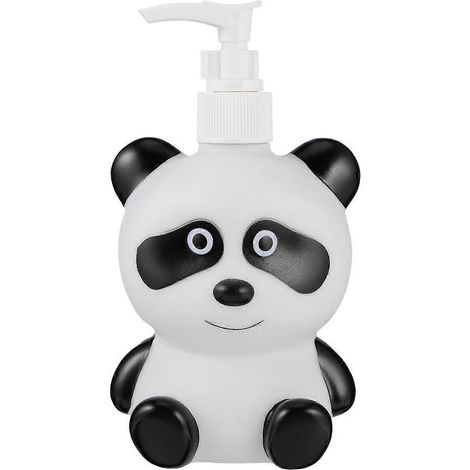 Leere Shampoo-spenderflasche Für Kinder, Schwarz-weißes Panda-design, 300 Ml, Mit Integrierter Pumpe. Niedlicher Multifunktionsbehälter Für Flüssigkeiten. – 16 X 8,5 X 8,5 Cm – Weiß