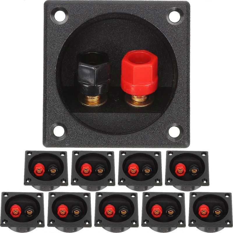 Set Mit 10 Lautsprecherbox-anschlussklemmen, Autolautsprecherbox-steckern Und Lautsprecherbox-kabelsteckern – 5,7 X 5,7 Cm – Schwarz