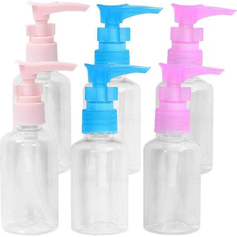 Set Mit 6 Transparenten Shampoo-spenderflaschen Aus Kunststoff Mit Pumpe, Leer Und Wiederbefüllbar, Farbe Zufällig. – 11 X 3,6 Cm