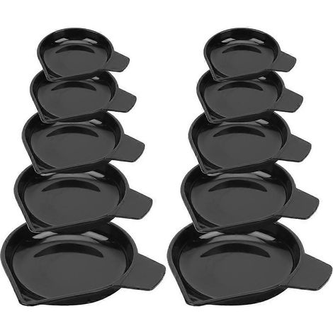 Set Mit 10 Kunststoff-wiegeschalen Für Pulver Mit Schmalem Ausgießer. – 10,5 X 10 Cm – Schwarz