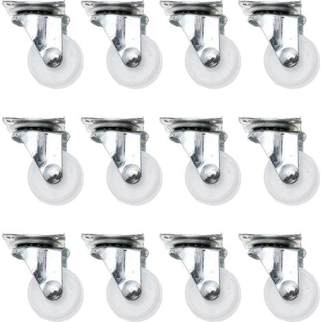 Set Mit 12 Universellen Ersatzrollen Für Industriewagen (schränke Und Möbel). – 4,5 X 3,2 Cm – Weiß