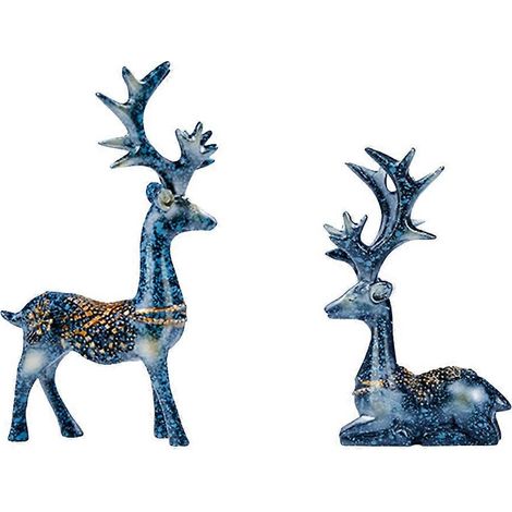 Paar Hirschfiguren Aus Kunstharz Für Das Armaturenbrett Im Auto Oder Fürs Büro (marineblau)