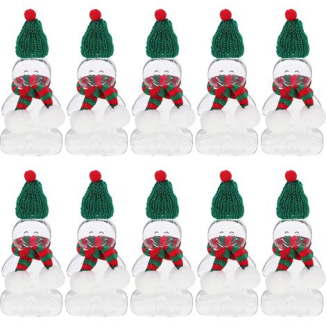 Set Aus Weihnachtlich Gestalteten Saftflaschen In Lebkuchenform Mit Schals Und Mützen – 14,00 X 7,50 X 3,80 Cm