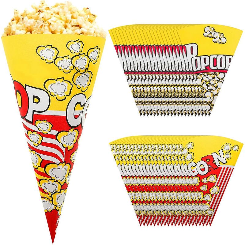 100 Papiertüten Mit Spitz Zulaufenden Enden Für Popcorn Und Süßigkeiten. – 20,50 X 16,00 X 16,00 Cm