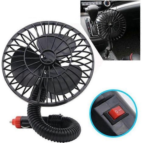 Tragbarer 12-v-elektro-autoventilator, Leise, 360°-drehung, Verstellbar, Ideal Für Den Sommer – Schwarz