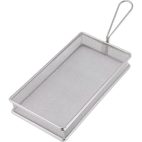 Frittiersieb, Abtropfsieb, Frittierkorb Aus Edelstahl (feinmaschig, Muster A) – 35 X 13 X 4 Cm – Silber