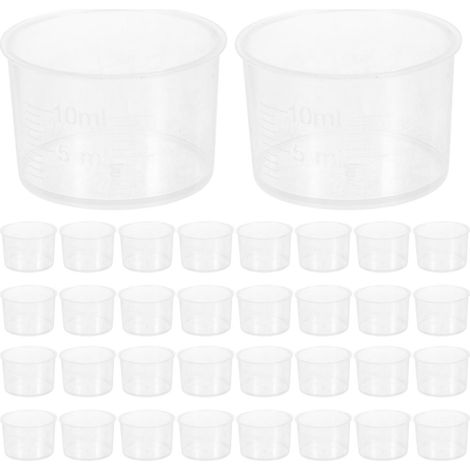 100 Einweg-messbecher À 10 Ml Aus Dickem, Transparentem Kunststoff Für Flüssigkeiten – 3,20 X 3,20 X 2,40 Cm – Transparent