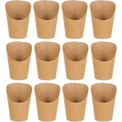50 Einweg-pommes-frites-behälter, Becher Für Pommes Frites Und Eiersoufflés, Snackboxen Aus Papier – 12,00 X 8,80 X 8,80 Cm – Khaki