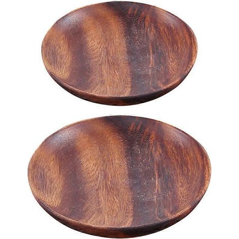 Set Aus 2 Salattellern, Multifunktionales Geschirr (dunkle Holzfarbe) – 15 X 15 X 2 Cm