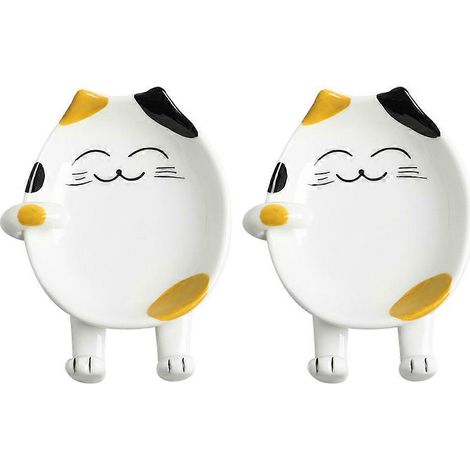 Set Mit 2 Keramik-topflappenablagen Mit Cartoon-motiven, Praktische Löffelablagen (verschiedene Farben) - 13 X 10,5 X 2 Cm - Verschiedene Farben