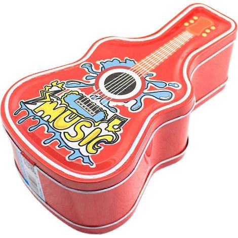 Gitarrenförmige Spardose, Metall, Zufälliges Design (rot Und Schwarz) – 23 X 7,8 X 12 Cm – Schwarz
