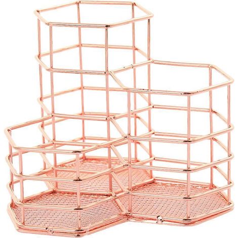 Multifunktionaler Stiftehalter Aus Eisen, Schreibtisch-stiftehalter, Büro-organizer, Aufbewahrung Für Zuhause Und Büro (roségold) – 14,50 X 12,00 X 7,50 Cm – Roségold