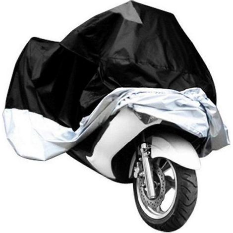 Wasserdichte Motorradabdeckung, Wasser- Und Regenabweisend, Uv-schutz, Atmungsaktiv, Für Den Innen- Und Außenbereich Geeignet, Mit Aufbewahrungstasche, Größe M (schwarz/silber) – 190,00 X 100,00 X 9