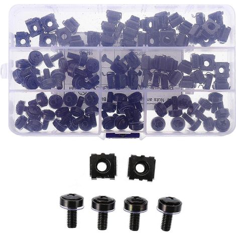 50 Vierkant-sicherungsmuttern Für Computer-rack-montagekäfige Mit 50 Schrauben – 1,6 X 1,1 Cm – Schwarz