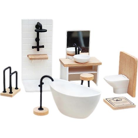 Miniatur-badezimmer-accessoire-set Für Puppenhäuser, Badezimmer-set, Miniaturmöbel Für Puppenhäuser – 7,00 X 5,80 X 3,80 Cm