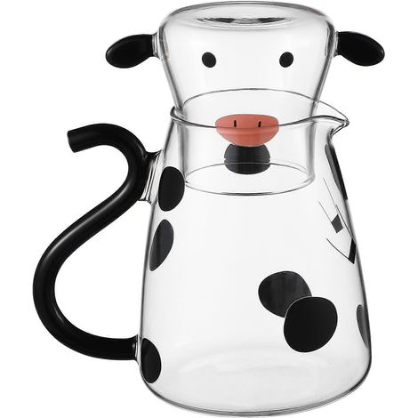 Glaskessel In Kuhform Mit Tasse, Teekanne, Kaffeemaschine Und Saftspender. – 15,20 X 13,00 X 9,50 Cm