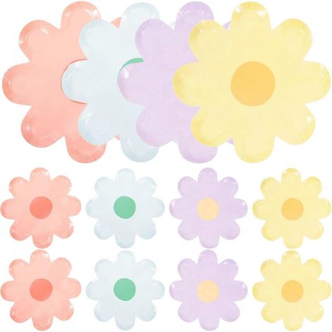 40 Einweg-pappteller, Blumenförmige Kuchenteller, Picknickteller – 17,5 X 17,5 Cm – Verschiedene Farben