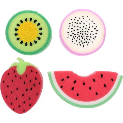 Set Mit 4 Fruchtförmigen Badeschwämmen, Kinderbadezubehör – 22,00 X 9,00 X 2,50 Cm – Verschiedene Farben