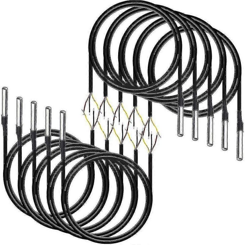 10 Wasserdichte Ds18b20-temperatursensoren, Digitales Thermokabel, Temperaturbereich (-55 °c Bis +