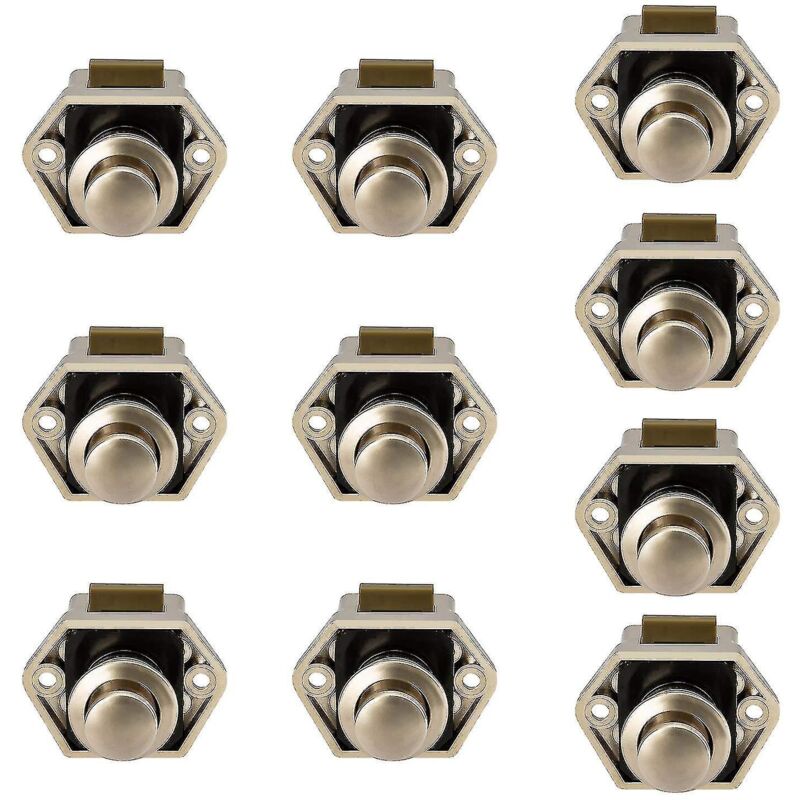 10 Mini-druckknopf-schubladen-/schranktürriegel Für Wohnwagen/wohnmobile, Vernickelt, 10 Stück