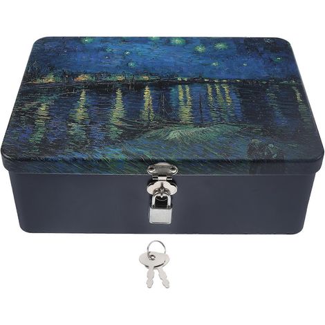 Vintage Blechdose Mit Schloss, Kleine Aufbewahrungsbox Für Geld Oder Schmuck – 24,5 X 18 X 8,5 Cm