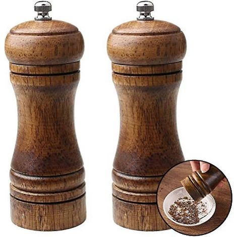 5-zoll-pfeffer- Und Salzmühle (2 Stück), Verstellbare Pfeffermühle Aus Holz, Gewürzmühle Für Den Professionellen Und Privaten Gebrauch
