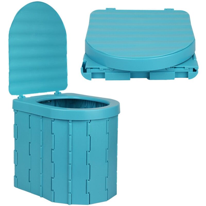 Tragbare Toilette Mit Klappdeckel, Notfall-abfallbehälter Für Camping, Wandern, Strand Und Reisen (blau)