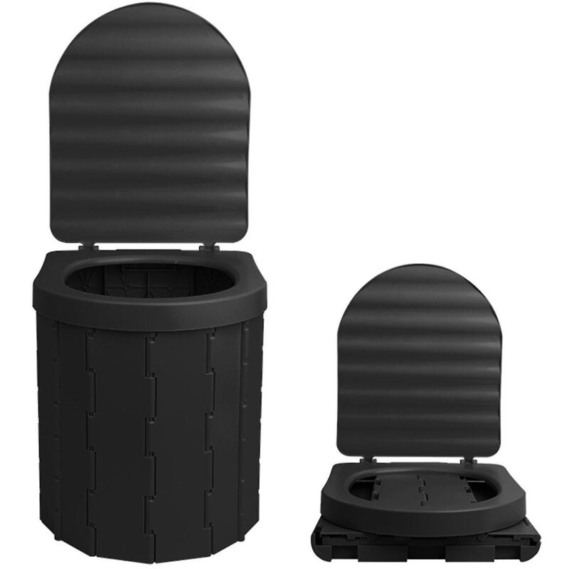 Tragbare Toilette Mit Klappdeckel, Notfall-abfallbehälter Für Camping, Wandern, Strand Und Reisen (schwarz)