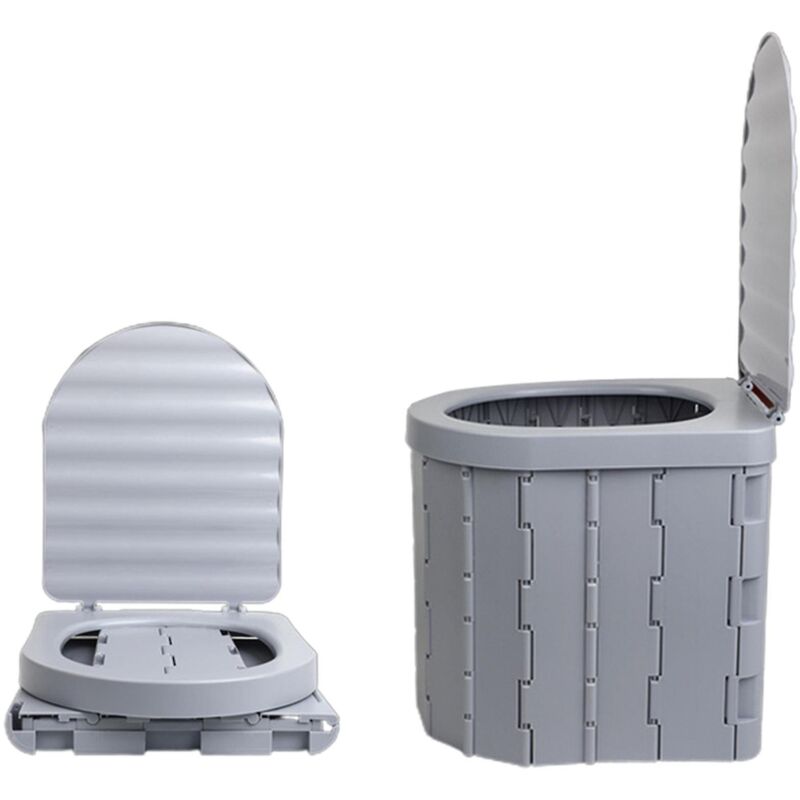 Tragbare Falt-toilette Mit Deckel, Notfall-abfallbehälter Für Camping, Wandern, Strand Und Reisen (grau)