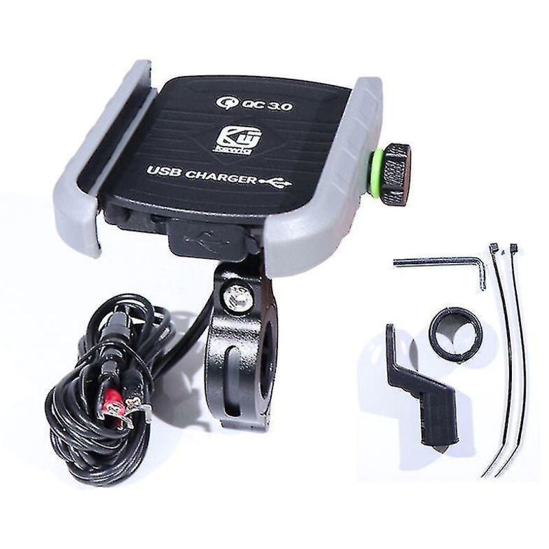 Wasserdichter Motorradlenker-handyhalter Mit 360°-rückspiegel Und Qc 3.0 Usb-ladegerät Für Smartphones (gelb)