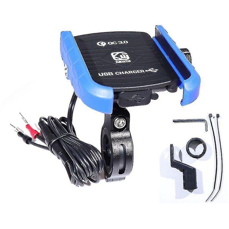 Wasserdichter Motorradlenker-handyhalter Mit 360°-rückspiegel Und Qc 3.0 Usb-ladegerät Für Smartphones (weiß)