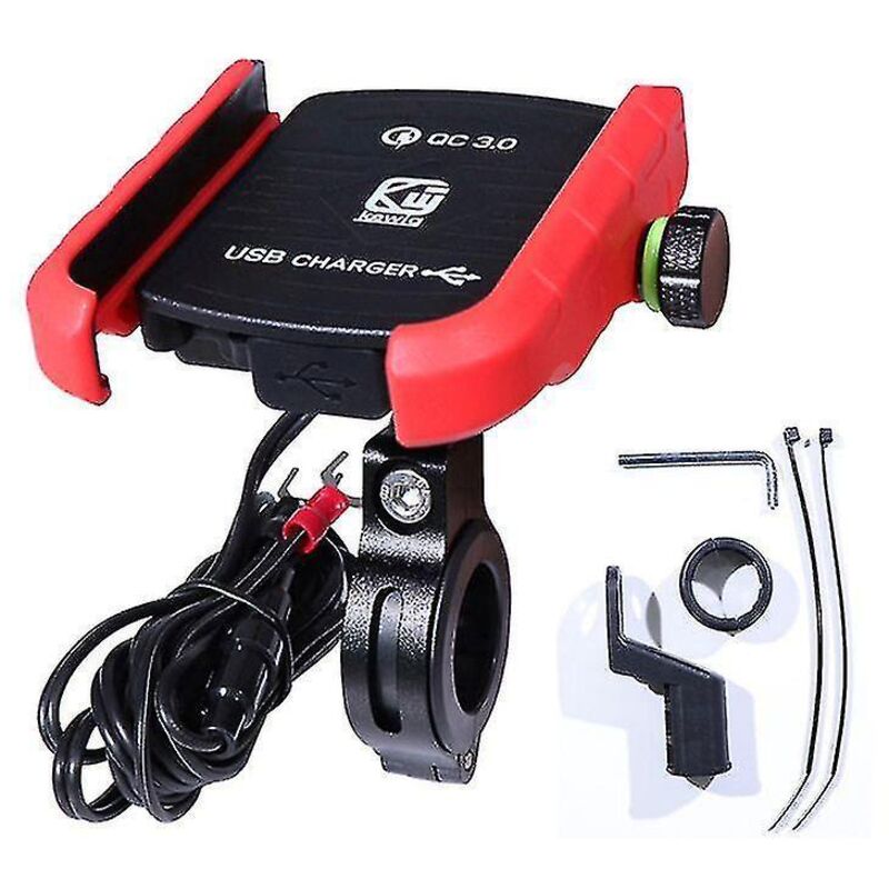 Wasserdichter Motorradlenker-handyhalter Mit 360°-rückspiegel Und Qc 3.0 Usb-ladegerät Für Smartphones (orange)