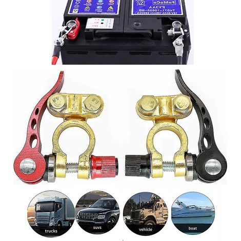 Satz Mit 2 Messing-batterieklemmen Für Pkw Oder Lkw Mit Plus-/minus-trennschalter